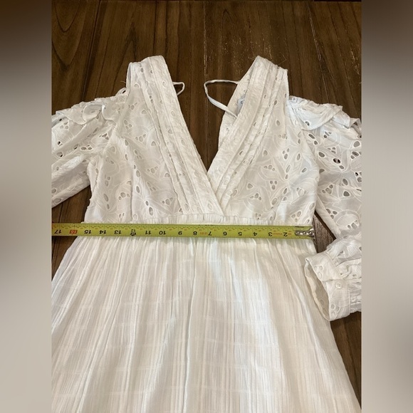 IRO Meila eyelet white cotton mini cold shoulder Longsleeve Mini dress 38 nwt - Picture 5 of 14